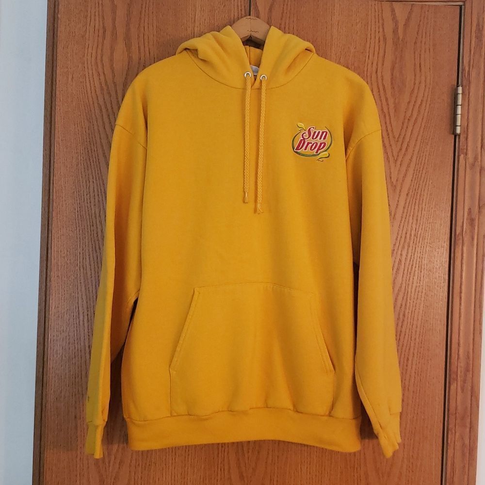 Vintage Port and Company "Sun Drop" Bright Gold Hoodie Pullover Sweatshirt Sz L